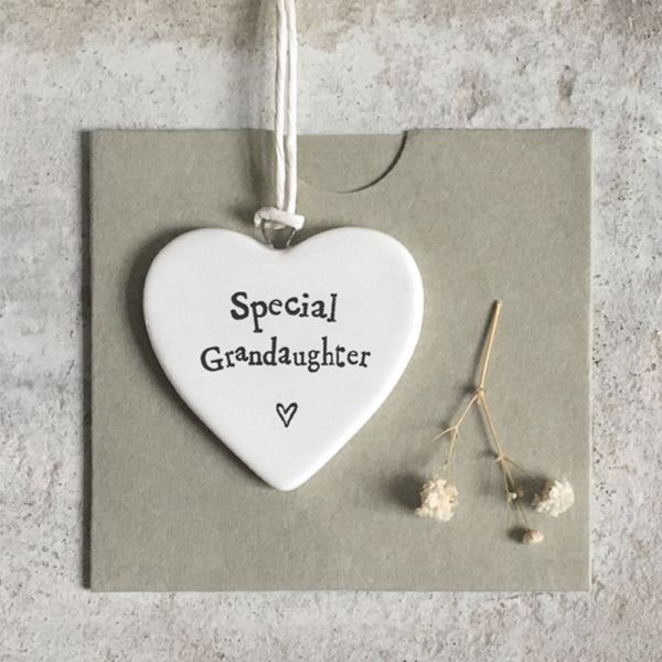 Special Grandaughter - Small Hanging Porcelain Heart